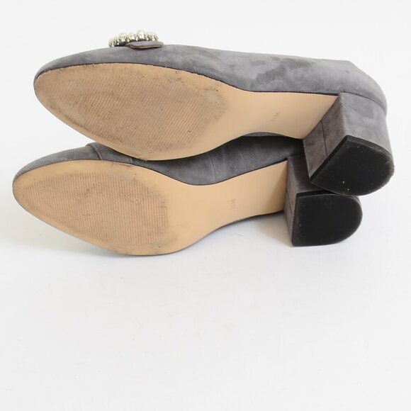 Talbots Isa Pearl Buckle Leather Block Heel Grey Pumps Women's Size 11 - Picture 8 of 10